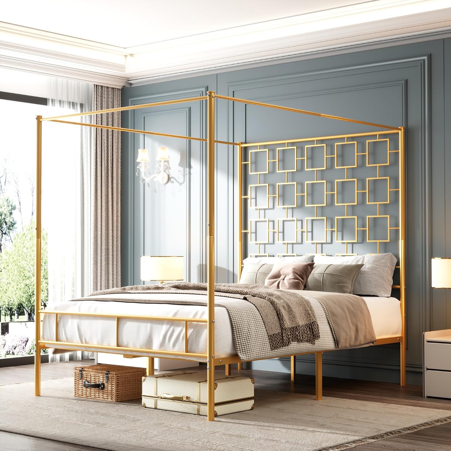 Koninginnekamerbedframe van me - Canopy Bed Frame Metal Queen recensie en prijs