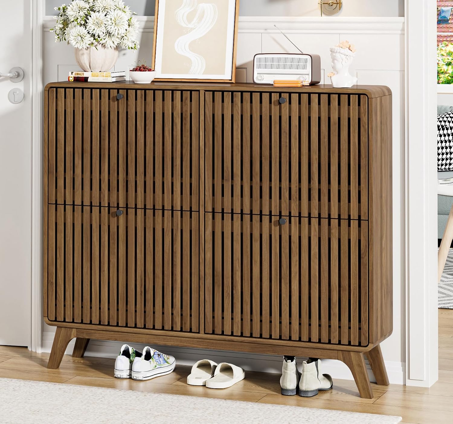 # Grote bamboe schoenenkast me - Shoe Rack Cabinet Narrow Entryway recensie en prijs