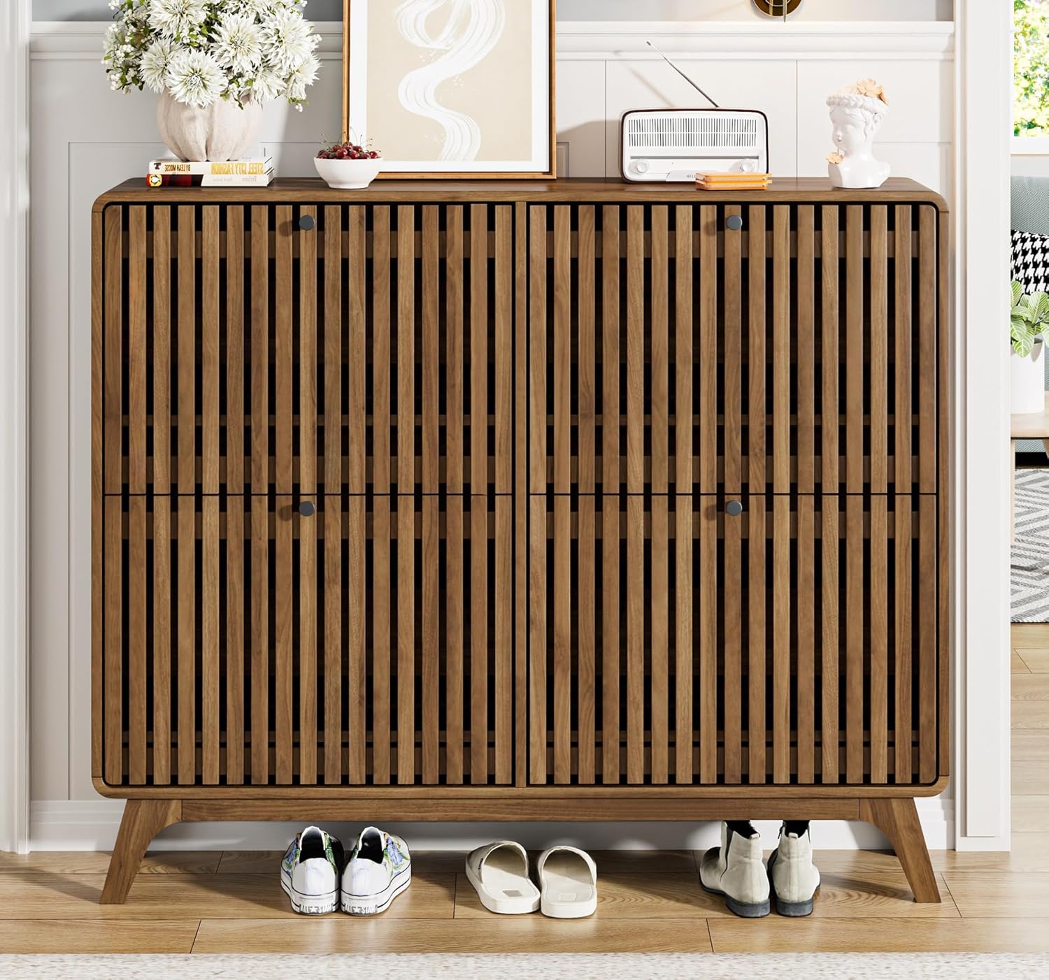 # Grote bamboe schoenenkast me - Shoe Rack Cabinet Narrow Entryway recensie en prijs