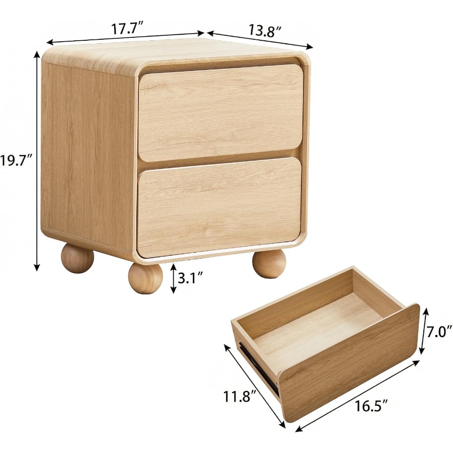 Klein nachtkastje met 2 lades, - Solid Wood Nightstand 2 Drawers recensie en prijs