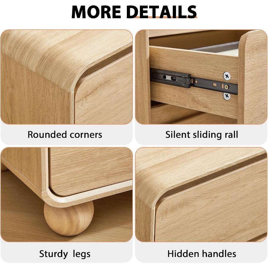 Klein nachtkastje met 2 lades, - Solid Wood Nightstand 2 Drawers recensie en prijs