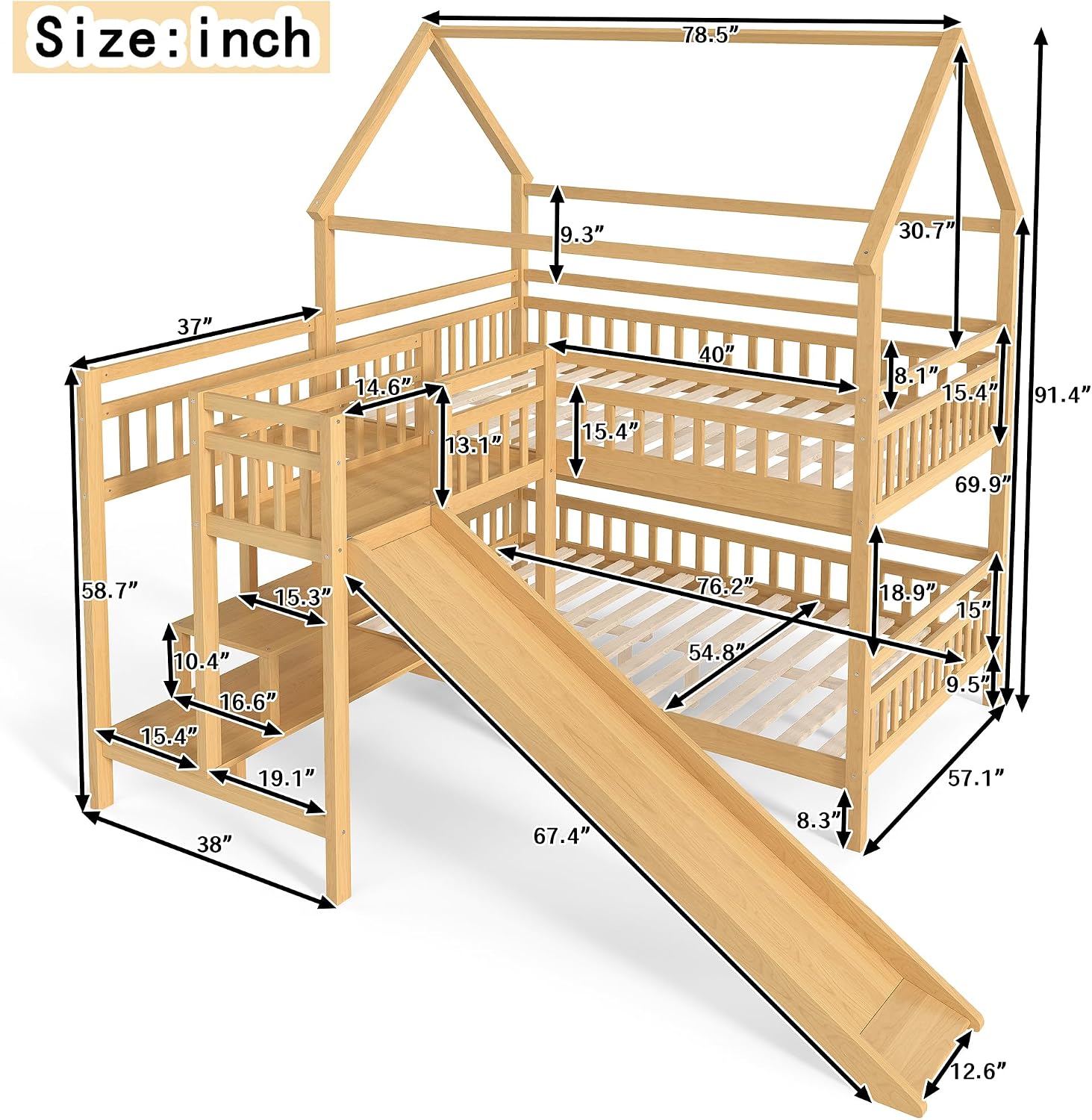 Stapelbed met speelhuisdak, hu - Bunk Bed With Stairs And Slide recensie en prijs